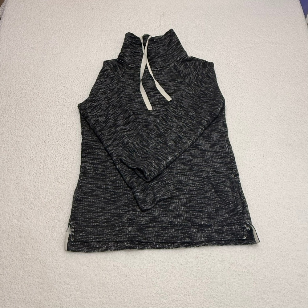 J.Crew Womens‎ Funnel Neck Pullover Sweatshirt H3588 Black White Space Dye S/M